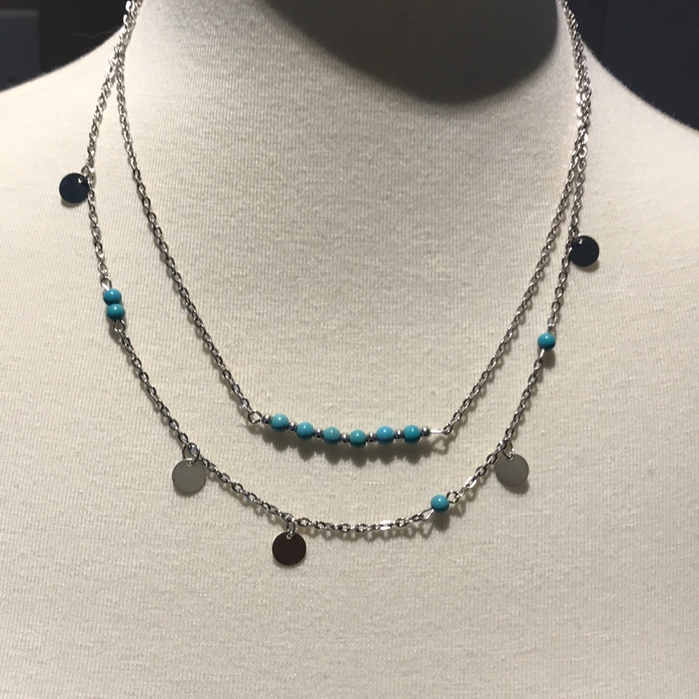 Silver and Turquoise layered necklace